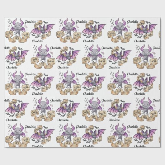 Schattige As Hell Halloween Naam toevoegen Verjaar Cadeaupapier (Vlak)