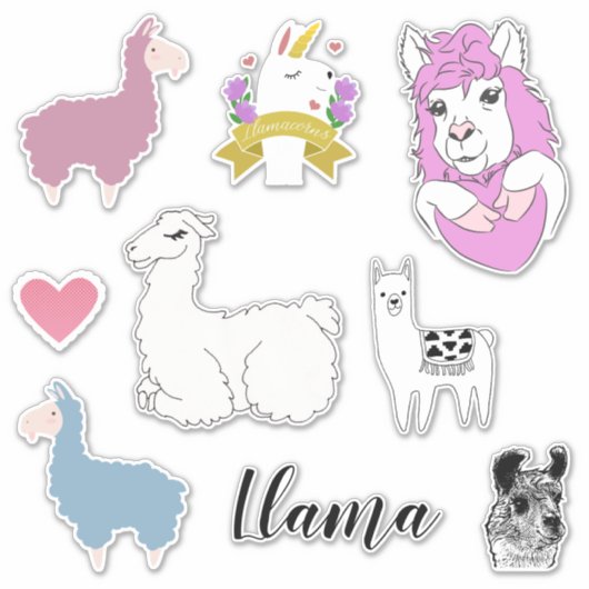 Schattige Assorted Llama Sticker (Voorkant)
