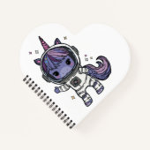 Schattige Astro Unicorn Heart Notitieboek (Voorkant)
