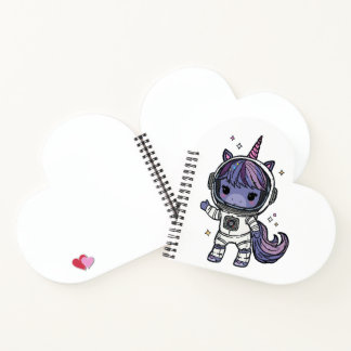 Schattige Astro Unicorn Heart Notitieboek