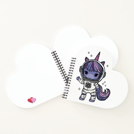 Schattige Astro Unicorn Heart Notitieboek (Binnen)