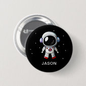 Schattige astronaut aangepaste naam jongens knop ronde button 5,7 cm (Voorkant /achterkant)
