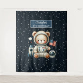 Schattige Astronaut Beer Tapestry voor verjaardags Wandkleed (Voorkant)
