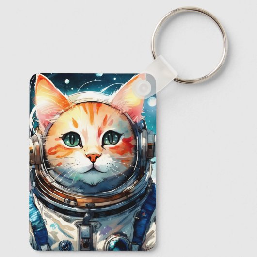 Schattige Astronaut Cat Sleutelhanger (Achterkant)