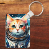 Schattige Astronaut Cat Sleutelhanger (Achterkant)