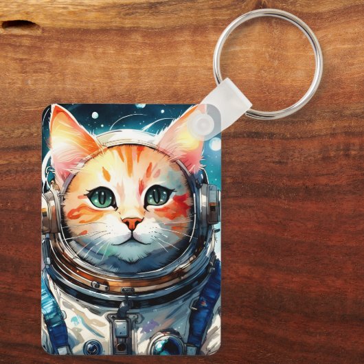 Schattige Astronaut Cat Sleutelhanger (Achterkant)