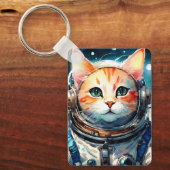Schattige Astronaut Cat Sleutelhanger (Voorkant)