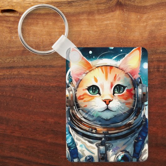 Schattige Astronaut Cat Sleutelhanger (Voorkant)