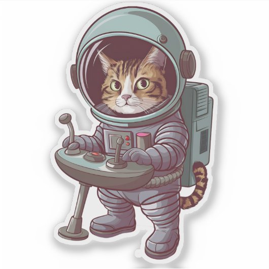 Schattige astronaut Cat Space Cat Sticker (Voorkant)