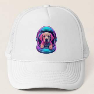 Schattige astronaut Golden Retriever puppy Trucker Pet
