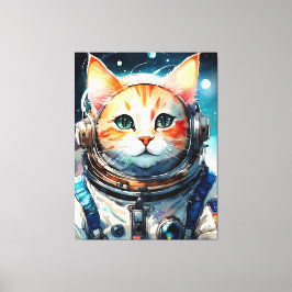 Schattige astronaut kat canvas afdruk