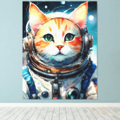 Schattige astronaut kat canvas afdruk (Insitu (Houten vloer))