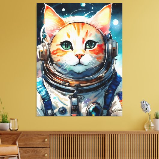 Schattige astronaut kat canvas afdruk (Insitu (Woonkamer))