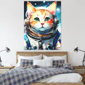 Schattige astronaut kat canvas afdruk (Insitu (Slaapkamer))