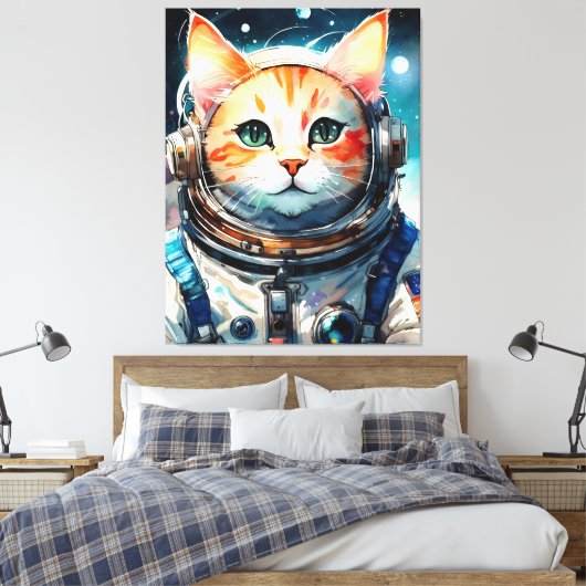 Schattige astronaut kat canvas afdruk (Insitu (Slaapkamer))