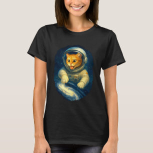 Schattige astronaut kat in de ruimte met Melkweg T-shirt