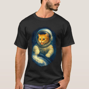 Schattige astronaut kat in de ruimte met Melkweg T-shirt