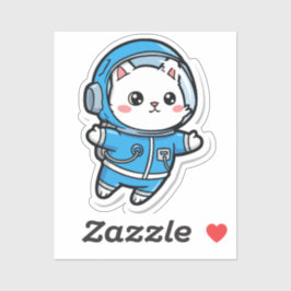 Schattige Astronaut Kat Kawaii Sticker