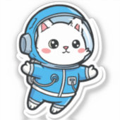 Schattige Astronaut Kat Kawaii Sticker (Voorkant)