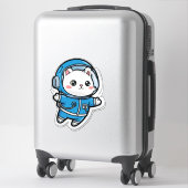 Schattige Astronaut Kat Kawaii Sticker 14x14 (Koffer)