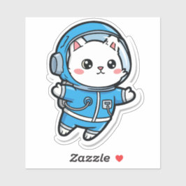 Schattige Astronaut Kat Kawaii Sticker 4x4