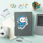 Schattige Astronaut Kat Kawaii Sticker 6x6 (iPad Cover)