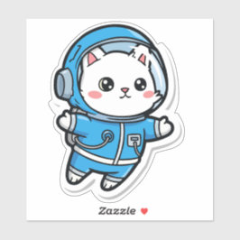 Schattige Astronaut Kat Kawaii Sticker 6x6