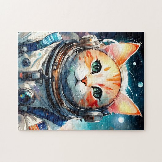Schattige astronaut kat legpuzzel (Horizontaal)