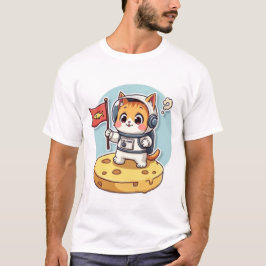 Schattige Astronaut Kat Maanlanding Kawaii Ruimte T-shirt