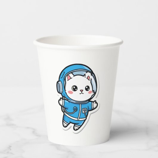 Schattige Astronaut Kat Papieren Bekers (Voorkant)