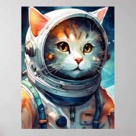 Schattige astronaut kat poster