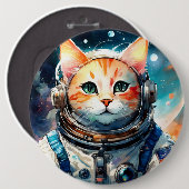Schattige astronaut kat ronde button 6,0 cm (Voorkant /achterkant)