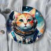 Schattige astronaut kat ronde button 6,0 cm (In situ)