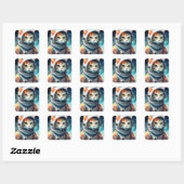 Schattige astronaut kat vierkante sticker (Vel)