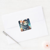 Schattige astronaut kat vierkante sticker (Envelop)
