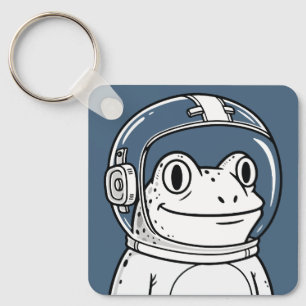 Schattige Astronaut Kikker Ruimte Avontuur Sleutelhanger