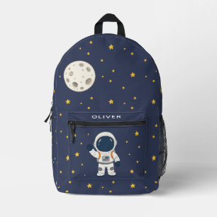 Schattige Astronaut Maan Sterren Ruimte Kinderen Bedrukte Rugzak