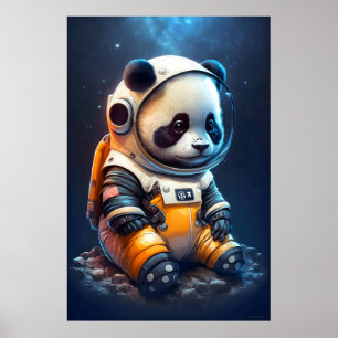 Schattige astronaut Panda Beer Poster