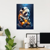 Schattige astronaut Panda Beer Poster (Thuiskantoor)