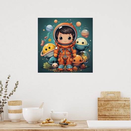 Schattige astronaut poster (Keuken)