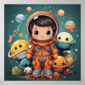 Schattige astronaut poster (Voorkant)