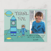 Schattige astronaut raket jongen bedankt verjaarda briefkaart (Voorkant)