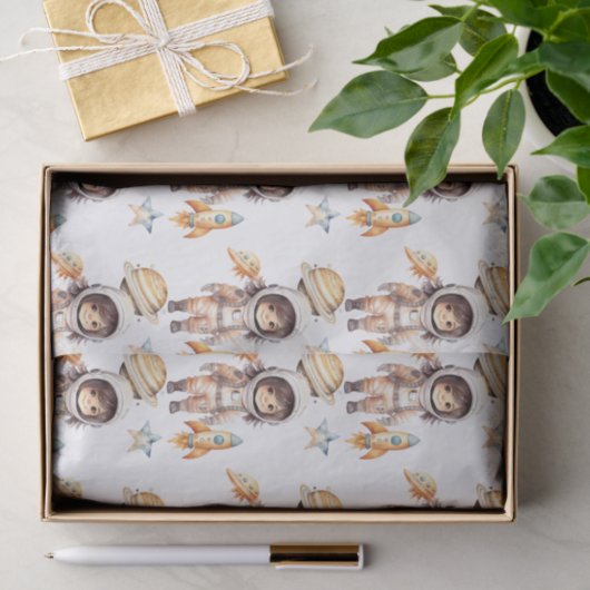 Schattige astronaut ruimteavontuur tissuepapier (Geschenk)
