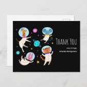 Schattige astronautdieren zwevend in de ruimte dan briefkaart (Voorkant / Achterkant)