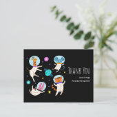 Schattige astronautdieren zwevend in de ruimte dan briefkaart (Staand voorkant)