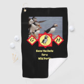 Schattige Atlantic Puffin Cartoon Monogram Foto Golfhanddoek (Insitu)