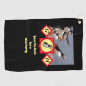 Schattige Atlantic Puffin Cartoon Monogram Foto Golfhanddoek (Horizontaal)