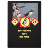Schattige Atlantic Puffin Cartoon Monogram Foto Klembord (Achterkant)