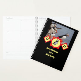 Schattige Atlantic Puffin Cartoon Monogram Foto Planner