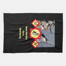 Schattige Atlantic Puffin Cartoon Monogram Foto Theedoek